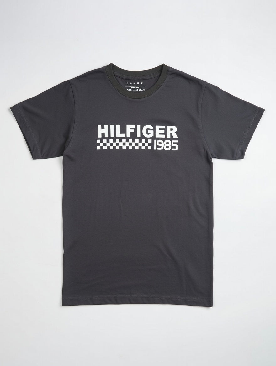 Boys and Girls Hilfiger Inspired 1985 Graphic T-Shirt | Retro Logo Tee For All Teens, Kids and Babies