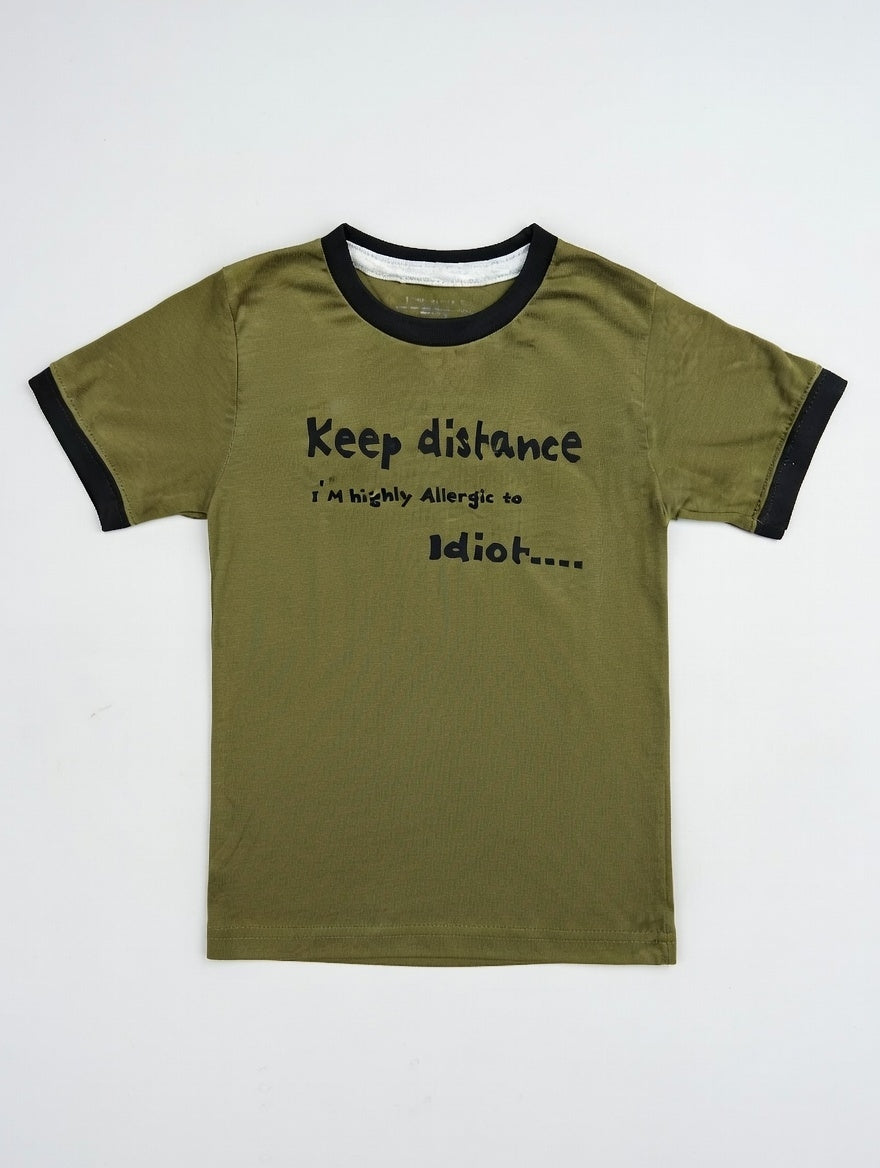 Kids and Babies Funny Slogan T-Shirt "Keep Distance" | Boys and Girls Cotton Ringer Tee